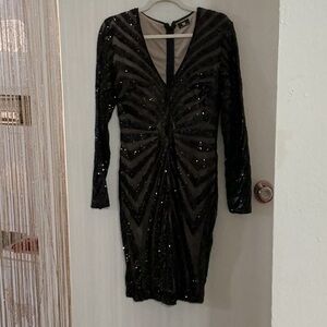 Vintage Va Va Voom Elegant Black Sequin Dress Size Small